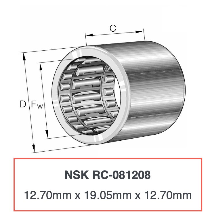 RC 081208 - NSK Clutch Needle Bearings ID-1/2 Inch, OD-3/4 Inch, H-1/2 Inch