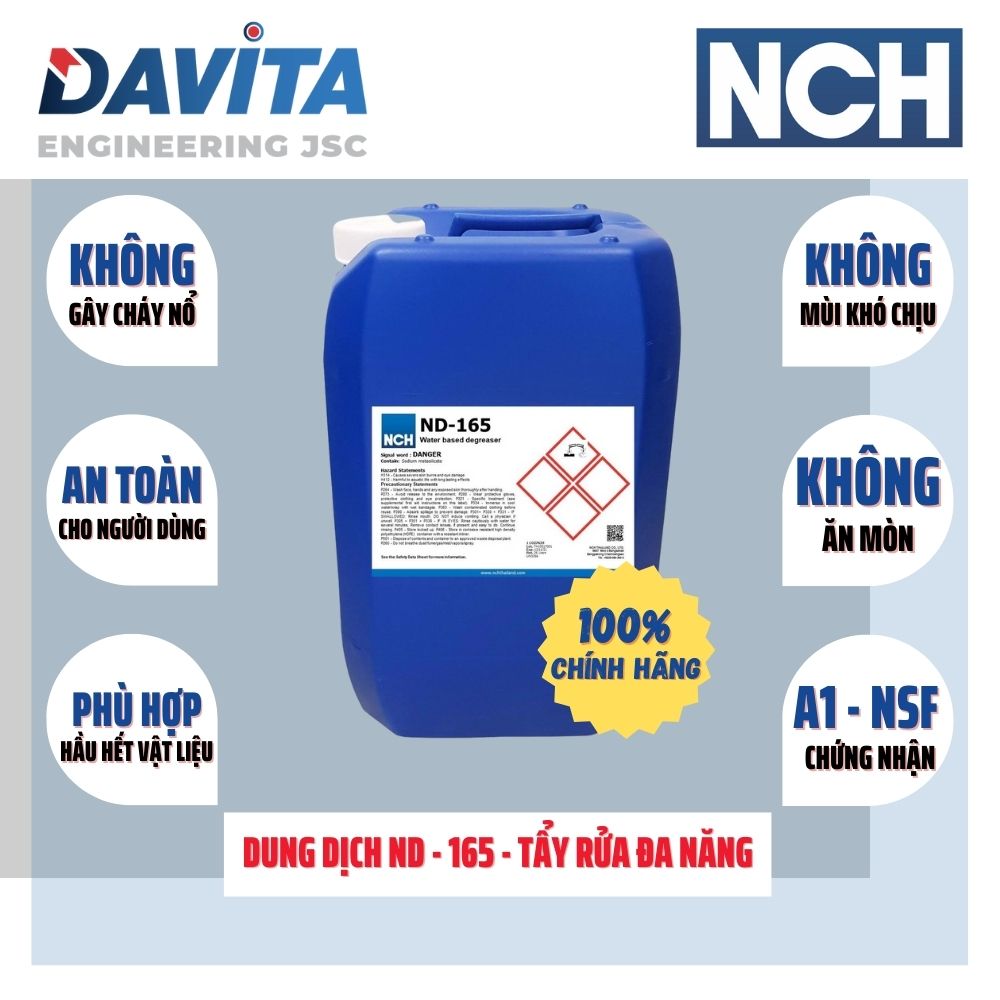 ND-165 (20L/drum)- Chất làm sạch, tẩy rửa dầu mỡ bụi bẩn - dạng lỏng dùng trong công nghiệp