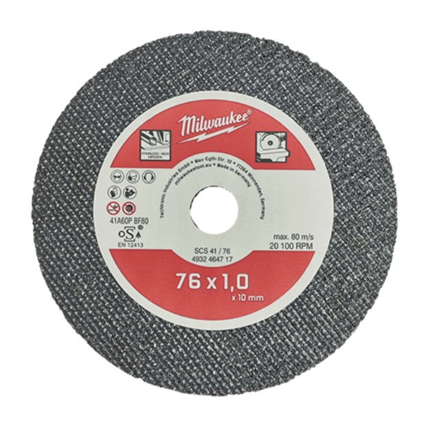 [EIDV04839] Steel cutting disc, Milwaukee 4932464717 (used with M12 FCOT), size 76x10x1mm