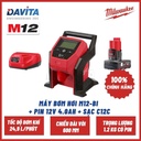 Nguyên bộ Máy bơm hơi dùng pin M12 BI Milwaukee SET (kèm pin M12B4 và sạc C12C)