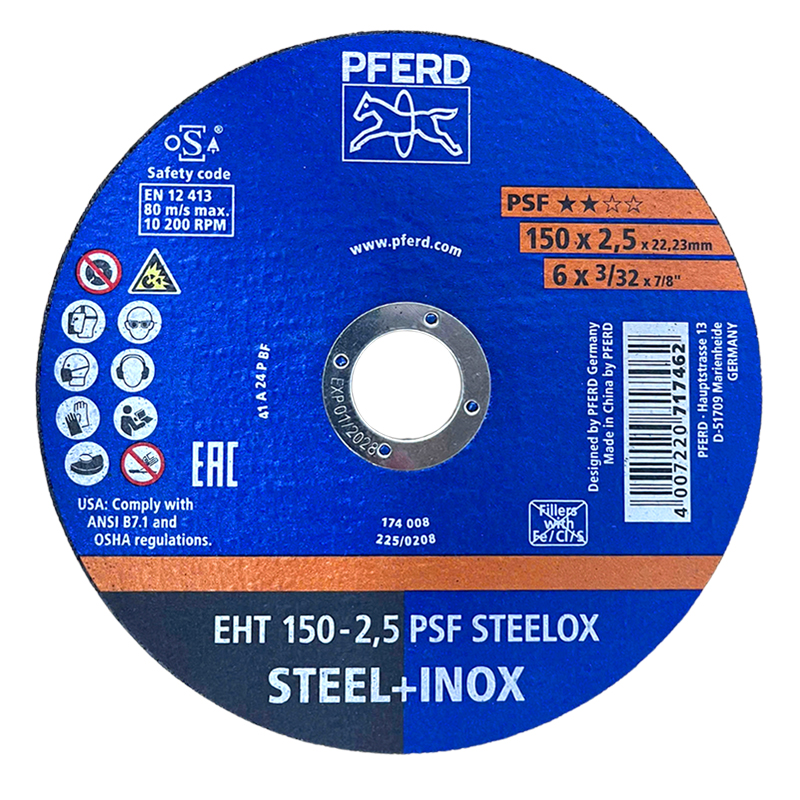 [EIDV07323] Đá cắt Pferd 6 inch, size 150x2.5x22.23mm, EHT 150-2,5 PSF STEELOX, mã 73000166