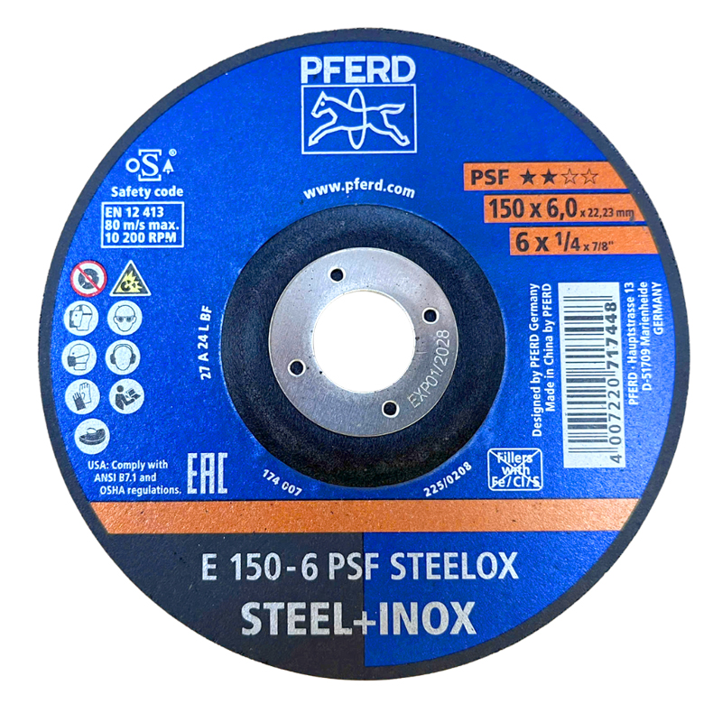 [EIDV07324] Đá mài Pferd 6 inch, size 150x6.3x22.23mm, E 150-6 PSF STEELOX