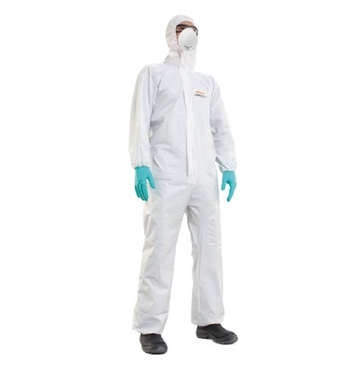 Bộ quần áo bảo hộ Honeywell, Mutex Light+, màu trắng, 25 bộ/ thùng, Size L. Dùng cho phòng sơn, phòng thí nghiệm, hóa chất