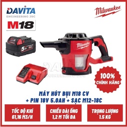 [EIDV05159] Milwaukee Vacuum machine M18 CV SET (include 5Ah battery and Charger)