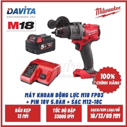 [EIDV05216] Nguyên bộ Máy khoan M18 FPD3 Milwaukee SET (kèm pin 5Ah và Sạc)